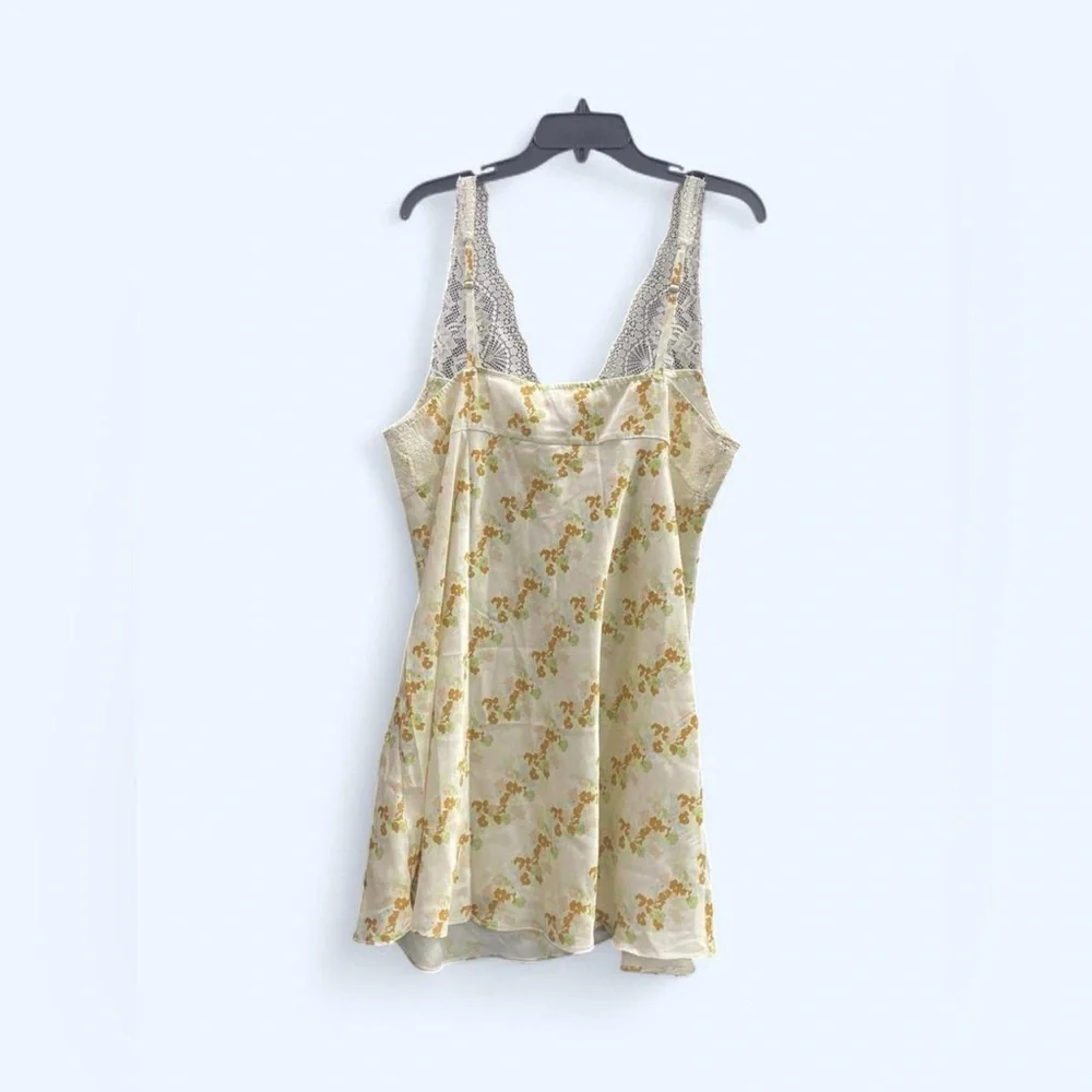Floral Lace Trim Slip Dress